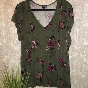 Torrid Green floral blouse